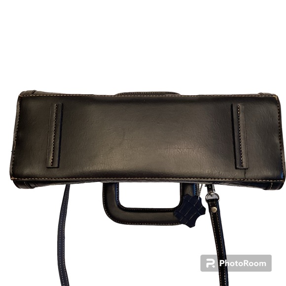 Vtg Leather Marc Chantal Western Style Top Handle Croc Embossed  Leather Satchel - Picture 7 of 14